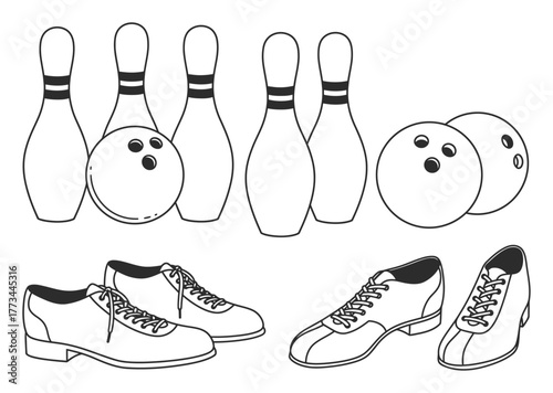 Minimalist Vector Design: Duckpin Bowling Equipment, Clean Lines, High Contrast