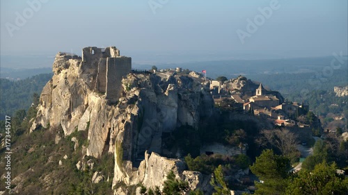 Massive rock formation in Les Alpilles on a sunny morning