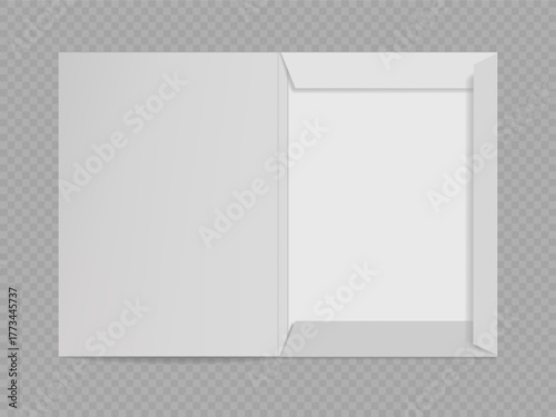 A4 size folder mockup isolated. Document Paper Folder Template. A4 open folder with one pocket. Blank folder template for business presentations, flyers, catalogs, documents or any other creative work
