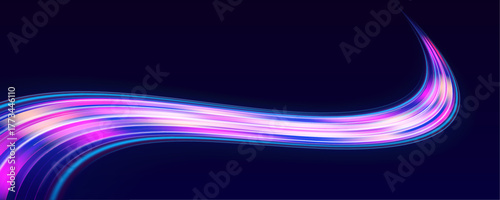 Spiral neon beams twist in a dynamic vortex over a transparent PNG background. The luminous trails suggest motion, energy, and high-tech innovation. Perfect for sci-fi and digital projects.