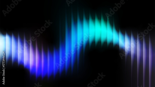 Abstract gradient of blue cyan color refracted strips of glass effect. Creative ribbed texture for modern futuristic technology backgrounds, banners, posters, headers, covers, presentations. Vector
