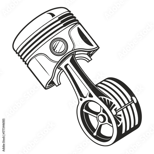 A piston and connecting rod