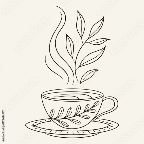 Elegant tea cup with herbal infusion