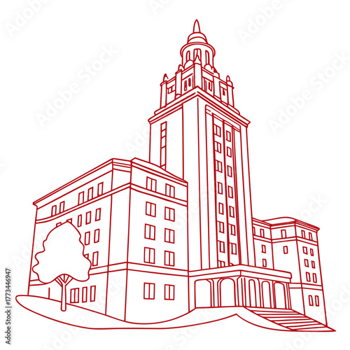 Outline drawing of the main building at the university of texas at austin