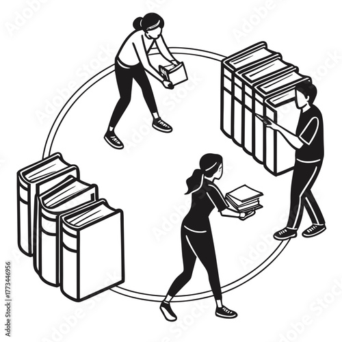 People carrying books vector illustration