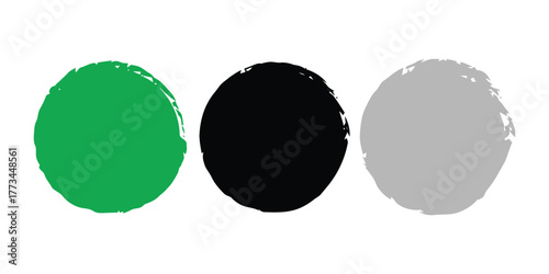 Ink Circle Stamp Vector. Grunge Round Brush Design.  Hand Drawn Ink Brush Vector