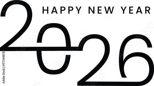 Happy new year 2026 logo,text, vector, template design
