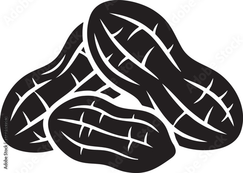 Pile of peanuts in shell silhouette isolated on white background