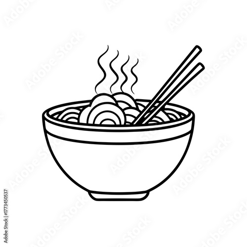 Bowl of noodles with chopsticks on transparent background