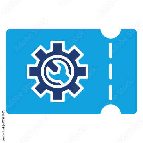 Service Ticket Flat Blue Icon