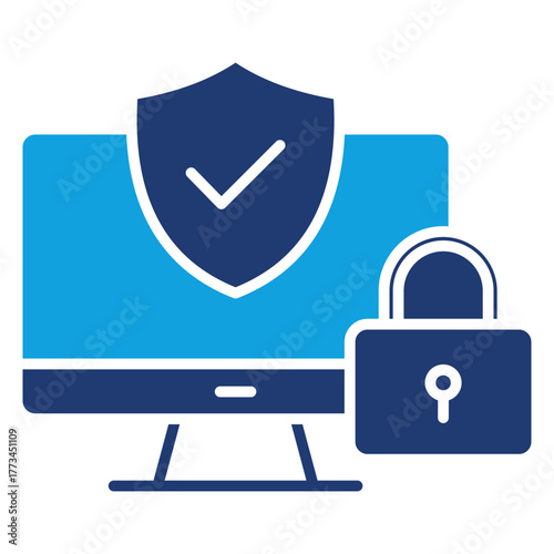 Online Security Flat Blue Icon