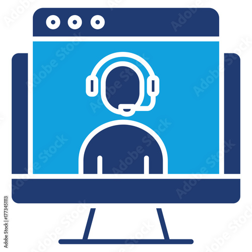 Customer Portal Flat Blue Icon