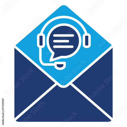 Email Support Flat Blue Icon