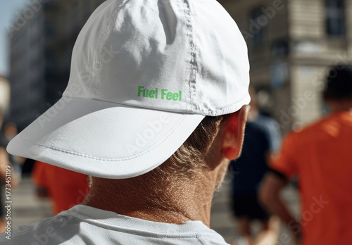 White Cap Mockup Outdoor Running Activity Psd