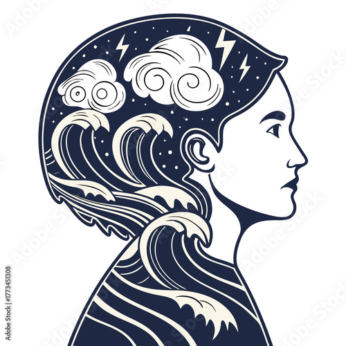 Emotional Turbulence and Anxiety Concept. Perfect for therapy blogs, mental health awareness campaigns, educational visuals, stress relief designs