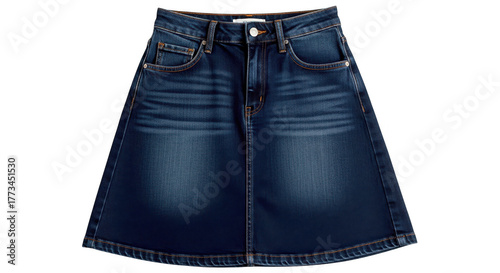 Denim aline skirt isolated on transparent background, a stylish and versatile wardrobe staple