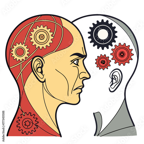 Inner Conflict and Emotional Duality Concept. Perfect for psychology journals, personality studies, artistic mental health illustrations, emotional education