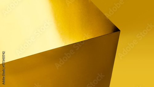 Abstract golden geometric shape with a sharp edge