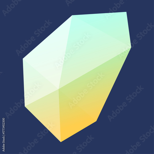 A modern abstract geometric low poly shape with a vibrant green and yellow color gradient illustration