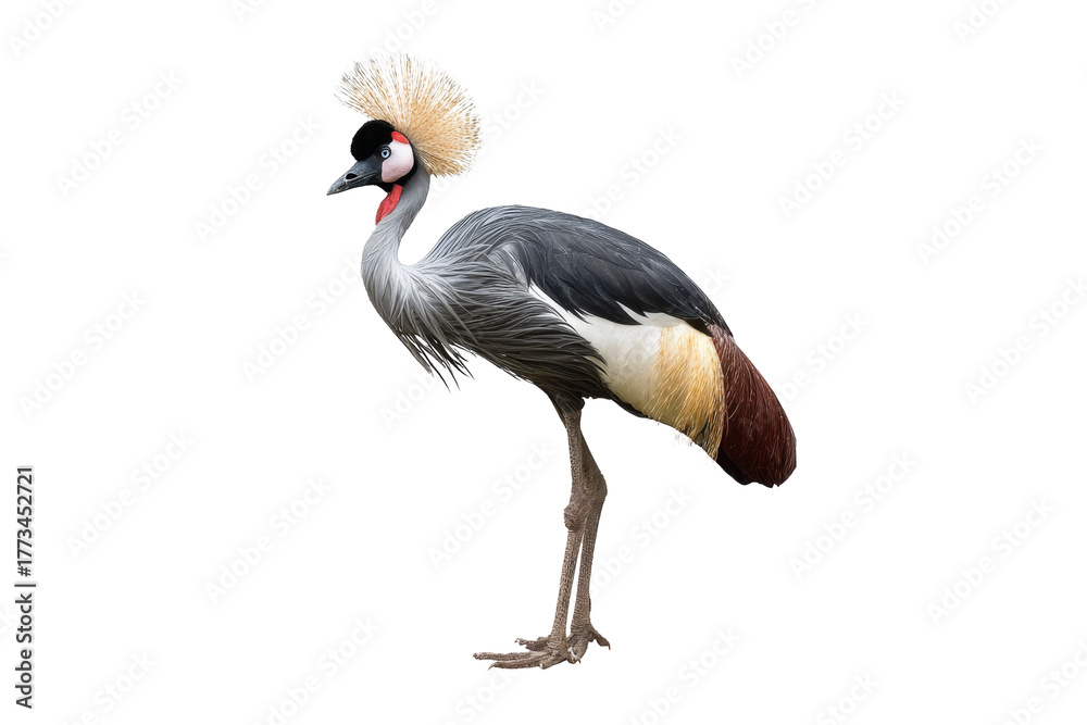 Fototapeta premium crowned crane poses elegantly against transparent background