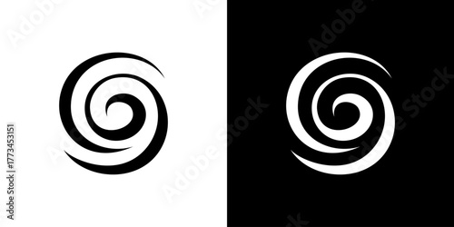 vector logo on which an abstract image of a galaxy in open space with a spiral inside.