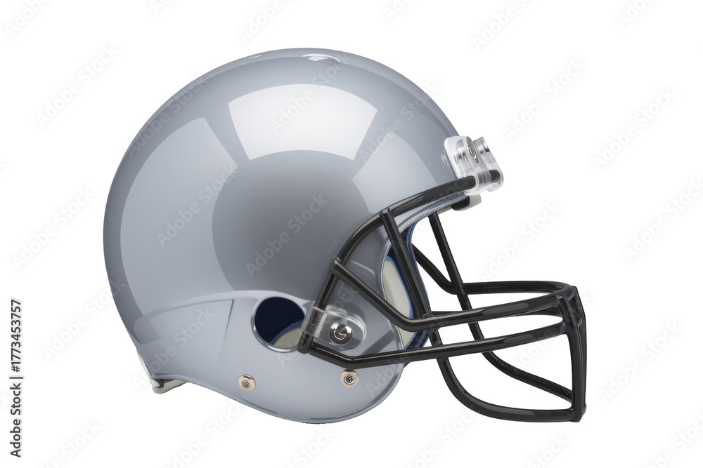 Naklejka premium silver football helmet isolated on white background.