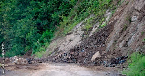 Rocks Falling During a Landslide in 4K Slow Motion