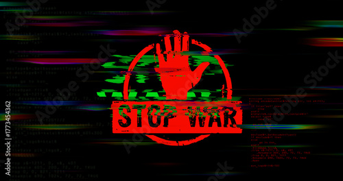 Peace stop war modern glitch concept 3d illustration
