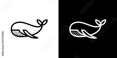 Whale fish logo icon design template flat vector
