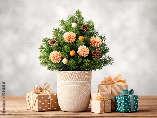 a Christmas tree in a pot