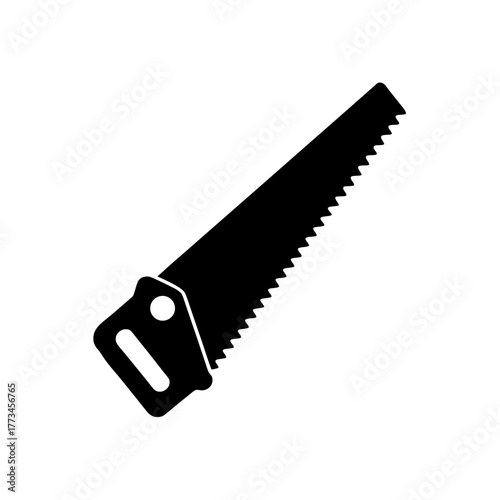 Illustration of a hand saw tool on transparent background silhouette