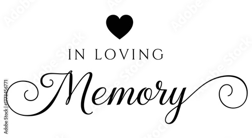 In loving memory text with a heart above the words.