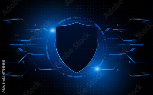 Cyber security technology concept , Shield With Keyhole icon , personal data , vector illustration.	
