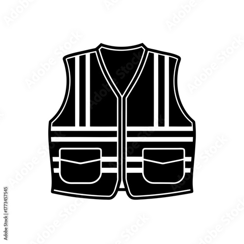 Illustration of safety vest on transparent background silhouette