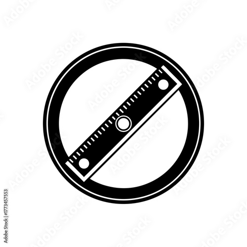 Ruler inside a circled shape on transparent background silhouette