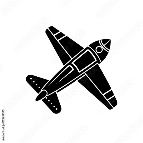 Silhouette of a toy airplane on transparent background