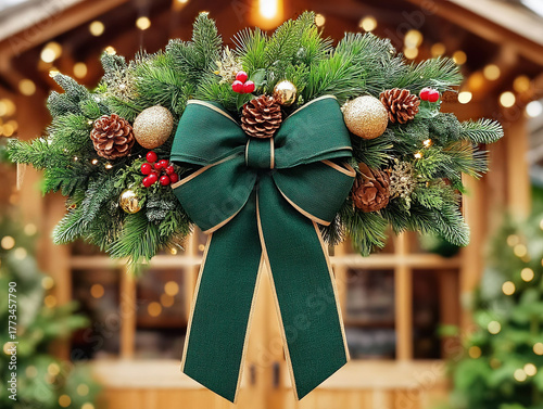 lush green Christmas bow