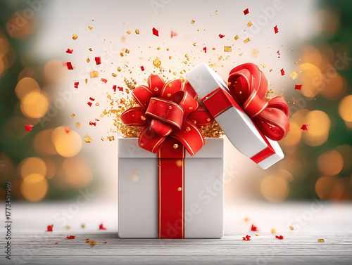 open Christmas gift isolate...