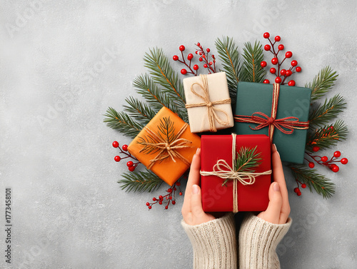 person wrapping Christmas p...