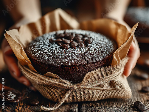 Hands taking a cake out of ...