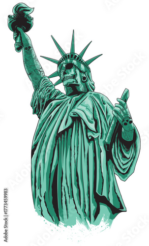 Lady Liberty reimagined — bold, rebellious, and tattooed in freedom’s ink. A symbol of power, defiance, and the raw spirit of American individuality