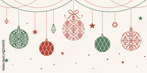 Elegant Christmas Ornaments Background – Vintage Holiday Decoration
