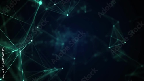 glowing network lines connecting dots on dark background, slow movement