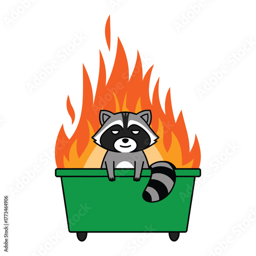 raccoon on fire