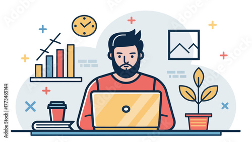 A web developer with laptop working on a digital design