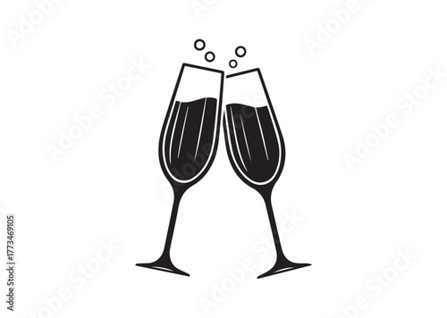 Champagne glasses icon, Champagne glasses silhouette vector