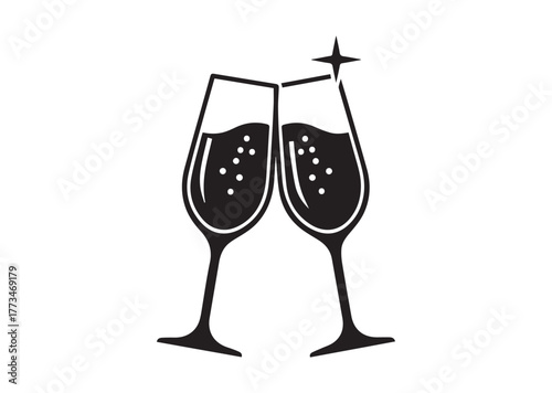 Champagne glasses icon, Champagne glasses silhouette vector