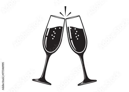 Champagne glasses icon, Champagne glasses silhouette vector