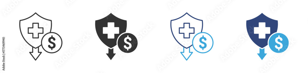 Obraz premium reduce medical costs icon set, vector illustration . 