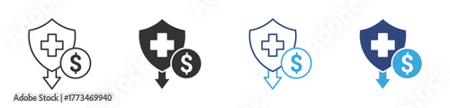 reduce medical costs icon  set, vector illustration . 